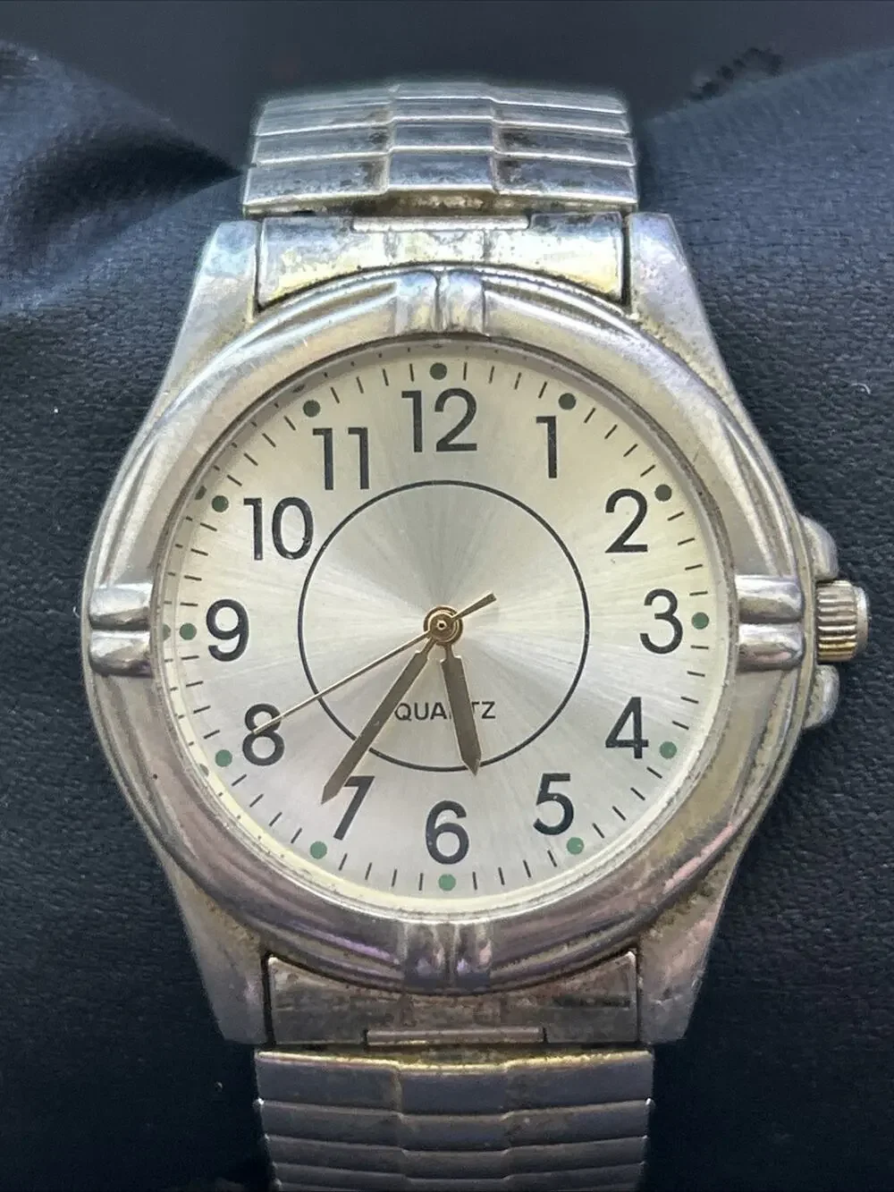 Silver Tone Stretch Band Quartz Watch